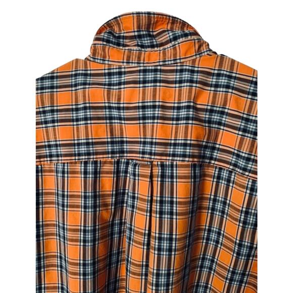 Chaps Men’s XXL Orange Navy Plaid Button-Down Shirt Short Sleeve Easy Care - Picture 8 of 9